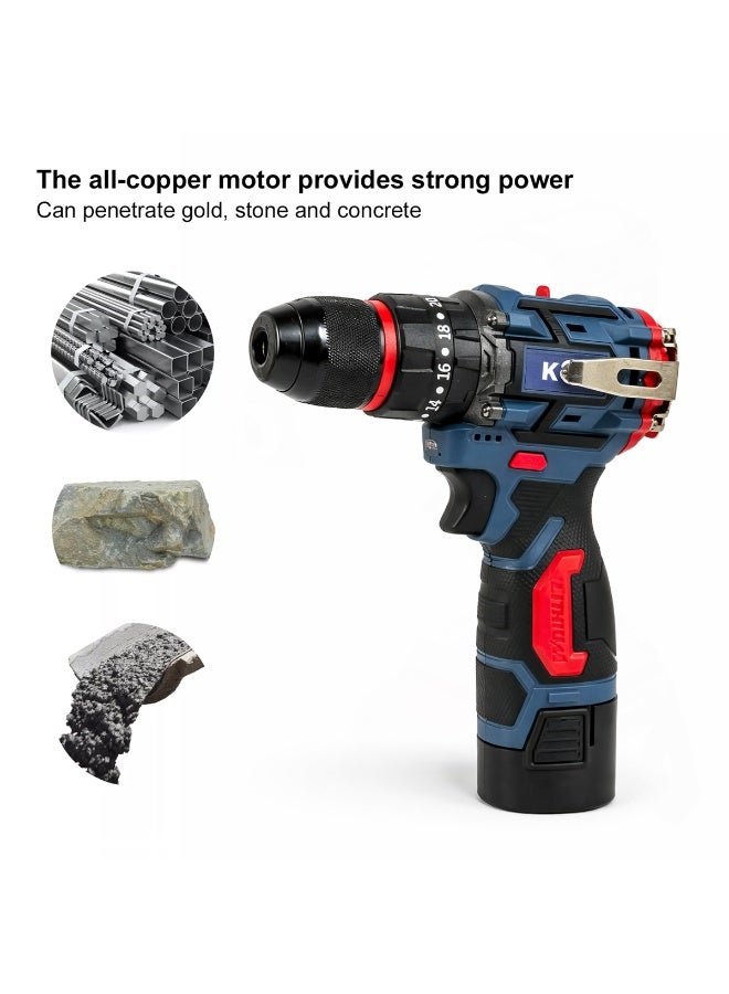 Keen OS-213 Cordless Drill Machine 16.8V Lithium-Ion, 3-in-1 Impact Drill & Screwdriver Set with 2 Batteries, Adjustable Torque, Dual Speed, Metal Chuck, Complete Tool Kit with Case - Image 3